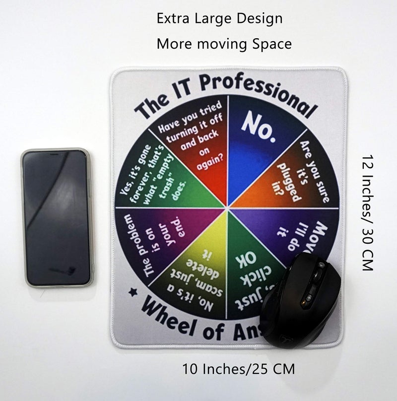 Tina Art IT Professional Large Mouse Pad Funny Gift 12x10 Inches Table Mat for Gaming Office Cowork Answer of Wheel - Image 3